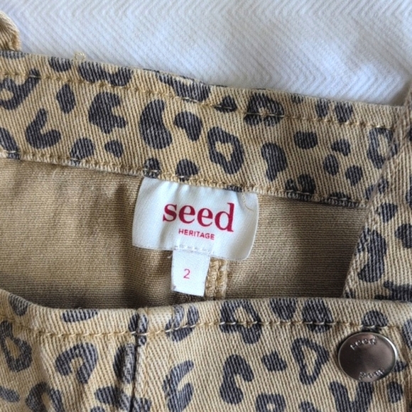 seed heritage leopard print stretch cotton denim jumper dress 2T toddler girls - Picture 4 of 7